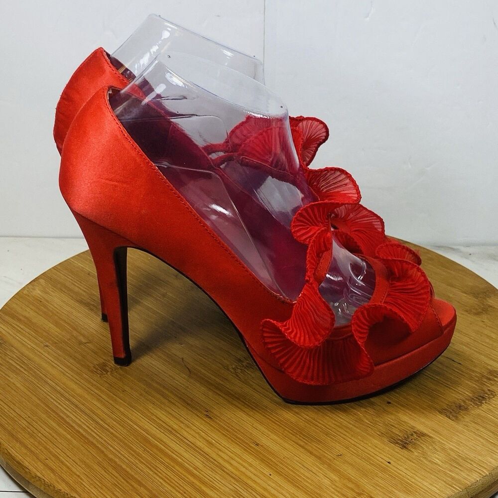Bakers Red Stilettos Peep Toe Size 8.5M - Picture 2 of 6